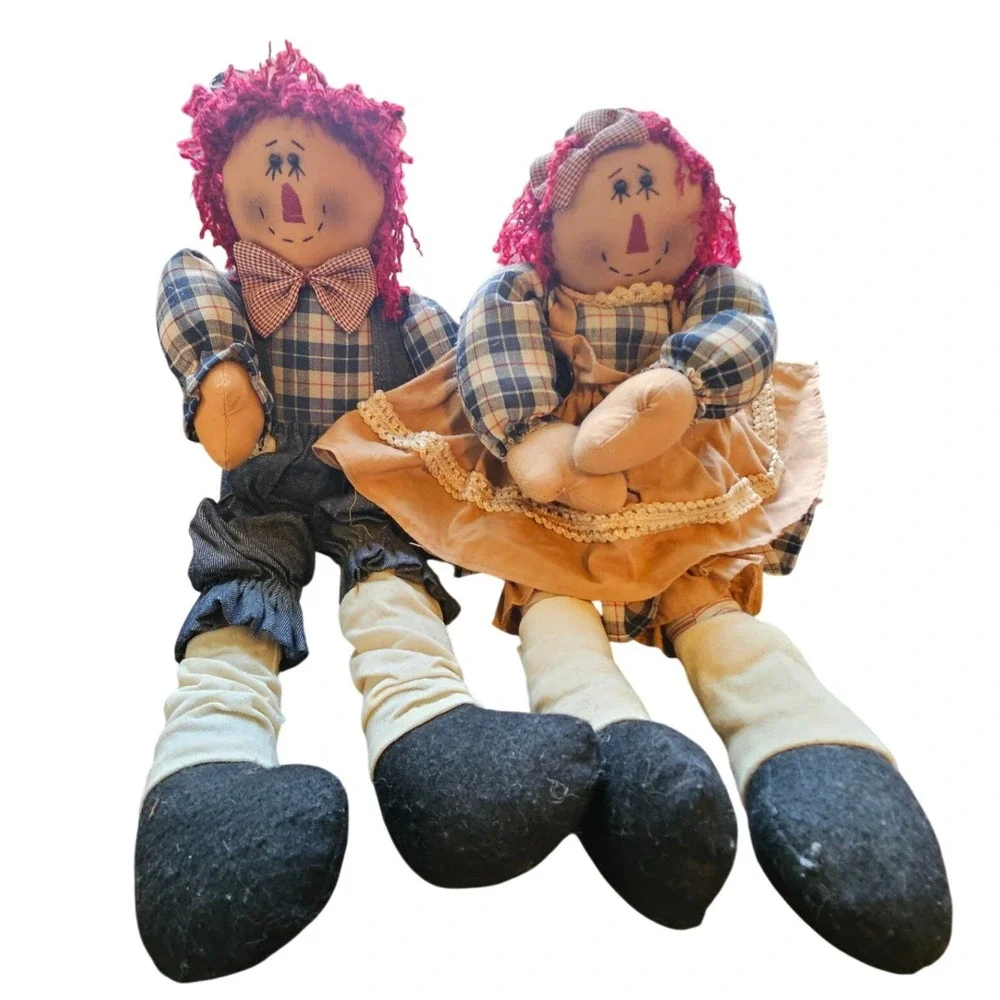 Vintage Style Primitive Raggedy Ann & Andy Dolls Farmhouse Decor
